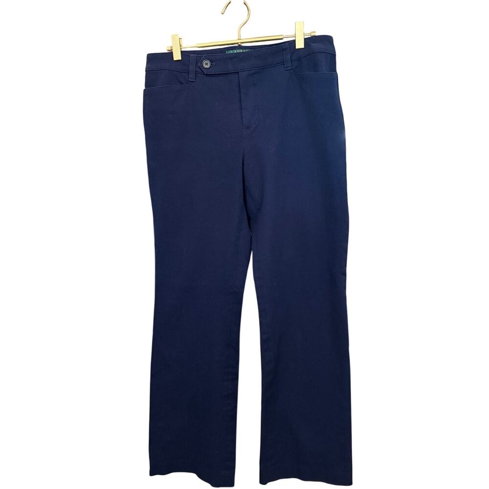 LAUREN RALPH LAUREN Navy Adelle Pants 10 Stretch Straight Leg Trouser EUC - Picture 3 of 9